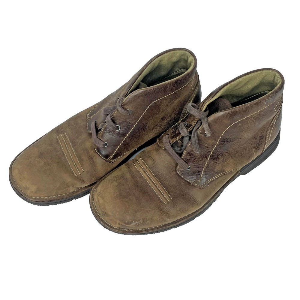 Clarks Chukka Boot Men's Size 8.5 Brown Leather Distressed‎ Lace Comfort Hiking
